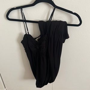 A floor-length black sundress.